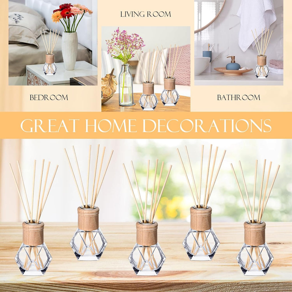 Roshtia 20 Set Reed Diffuser Bottles Empty 50ml Glass, Wooden Caps, Sticks