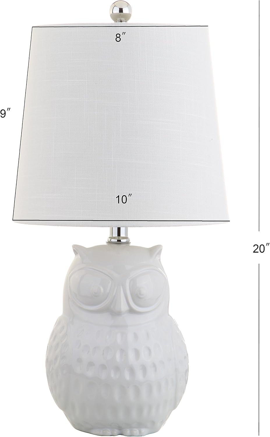 JONATHAN Y Hoot Owl Ceramic Table Lamp 20.5" Bedside Light, White
