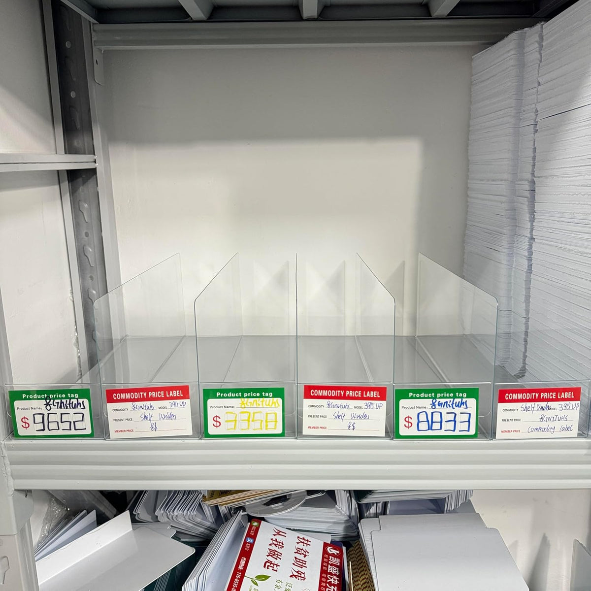 Organizing Essentials Kit - Shelf Dividers, Storage Bin Labels, Index Card Holder, Wire Rack Covers & Shelf Clips with Adjustable Pegs and Label Holders for Pantry, Closet, Office Storage Solutions