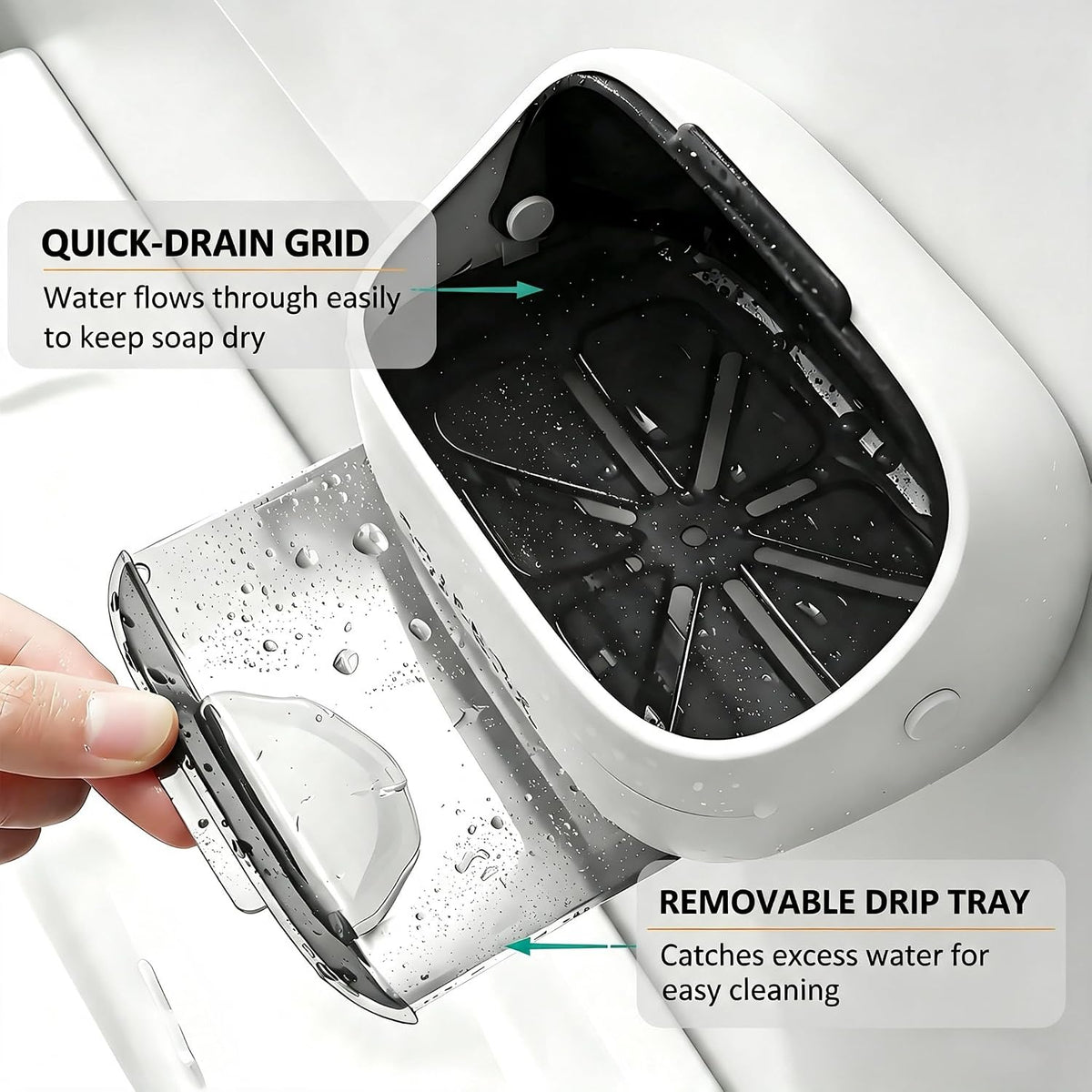 Wall Mounted Soap Dish with Dustproof Lid, Bar Soap Holder, White