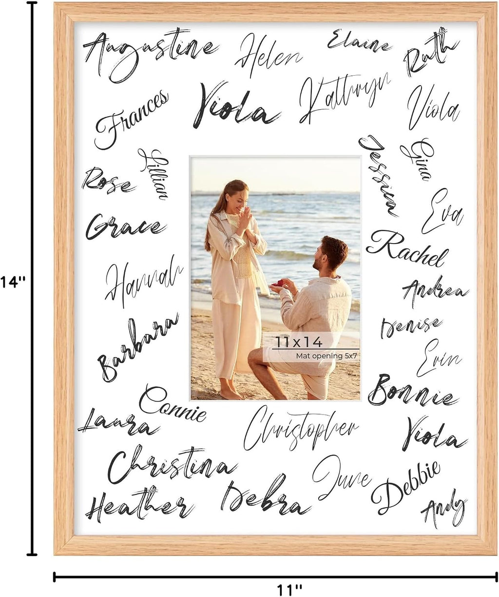 Axeman 11x14 Signature Picture Frame, 5x7 White Mat for Garduation, Natural