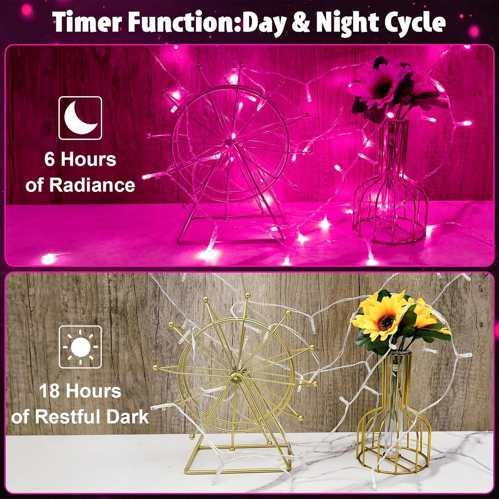 cshare String Lights Outdoor Waterproof 9.8ft 30 LED, Pink Fairy Lights Battery Operated with Timer Clear Wire for Indoor & Outdoor Christmas Valentine's Day Decorations Garland Party Garden