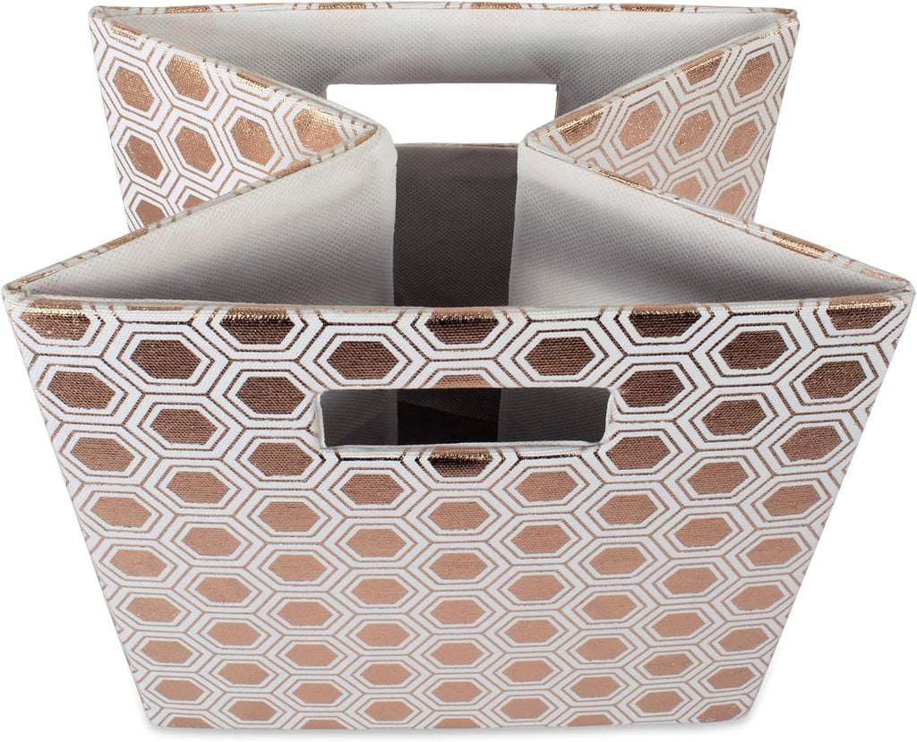 DII Collapsible Polyester Storage Cube, Honeycomb, Copper, Small