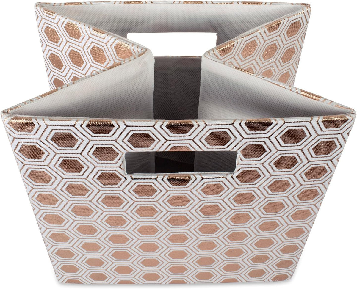 DII Collapsible Polyester Storage Cube, Honeycomb, Copper, Small