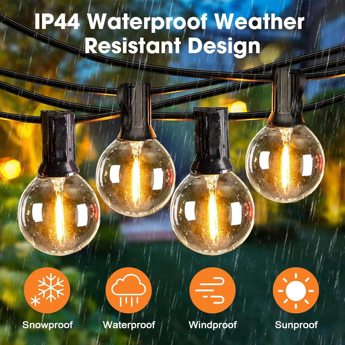 GvvooHome 36 Pack G40 LED Outdoor String Light Replacement Bulb, Warm White