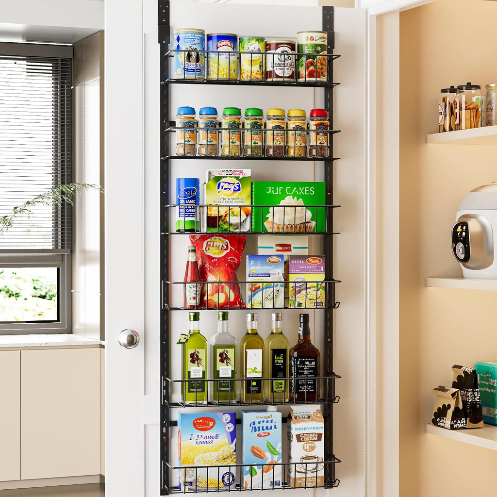 Delamu Adjustable Cabinet Door Organizer, 6 Tier Hanging Spice Rack