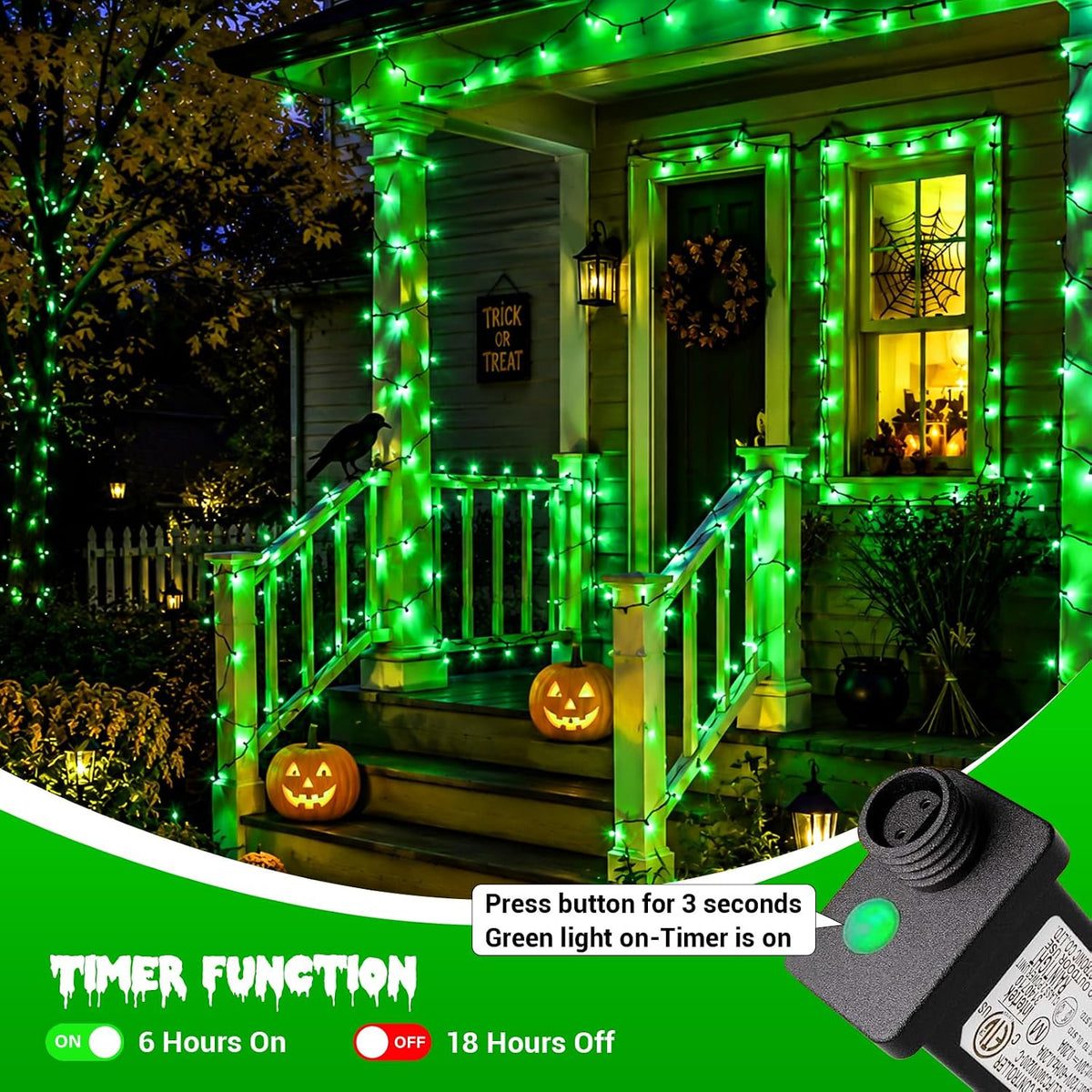 YEGUO 500 LED Green String Lights Outdoor Waterproof - 165 Ft Green Halloween Lights Indoor with 8 Modes Twinkle Christmas Tree Lights for Garden Patio Party Holiday