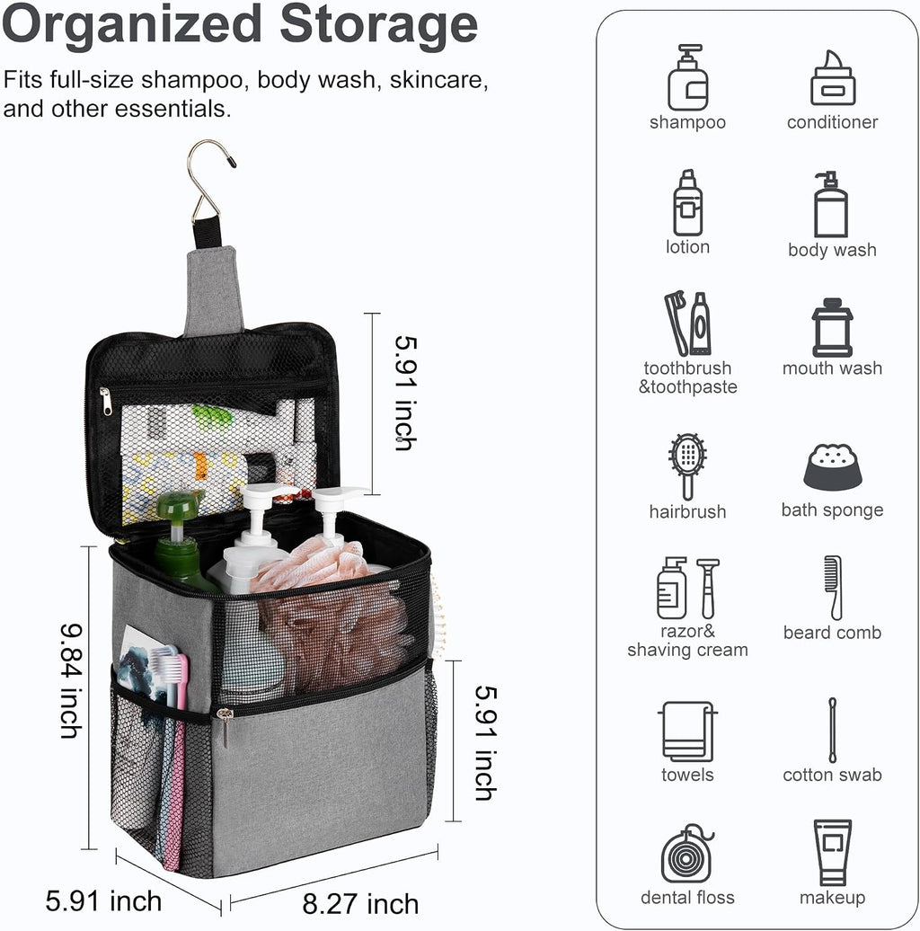 Mesh Shower Caddy Hanging for College Dorm Essentials Grey