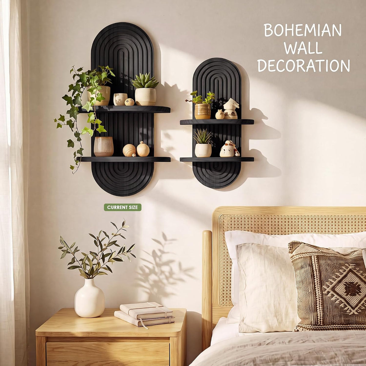 Heiple Boho Arched Floating Shelves, Black, 22"-1 Pcs