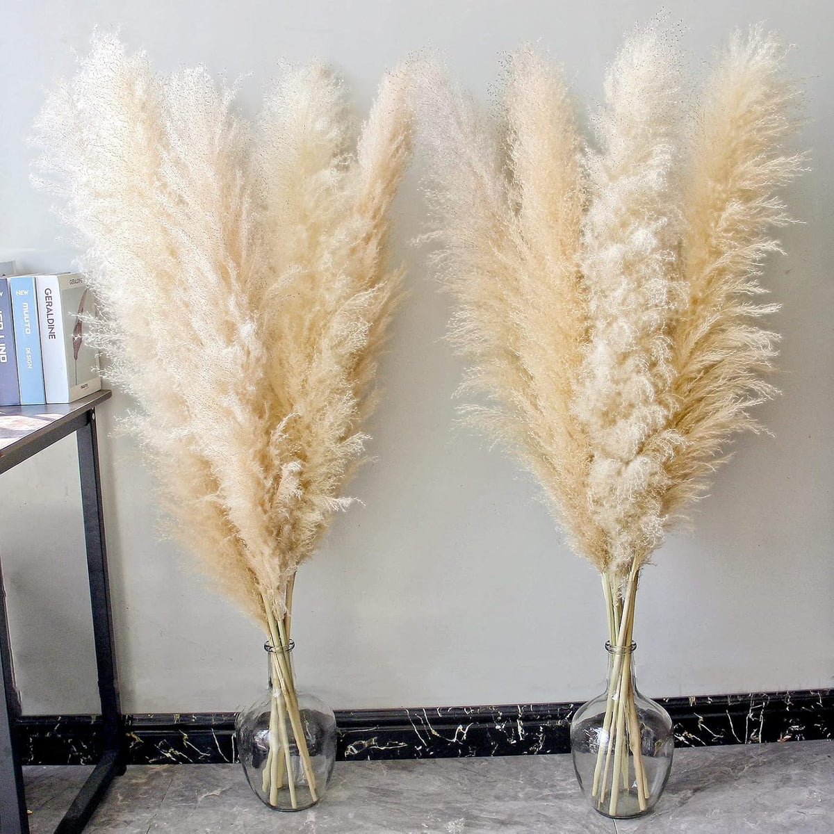 46" inch 10 Stems Natural Pampas Grass Decor Tall, Pompas Grass, Tall Pampas Grass for Weddingm, Farmhouse, Boho Home Decor (Ivory)
