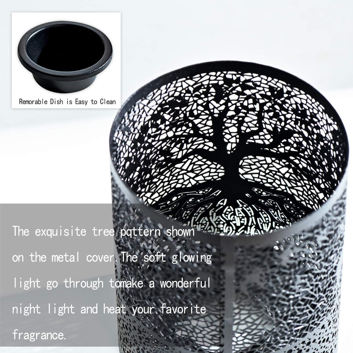 ASAWASA Metal Plug-in Wax Warmer with 1 pics Silicone liner(Banyan)