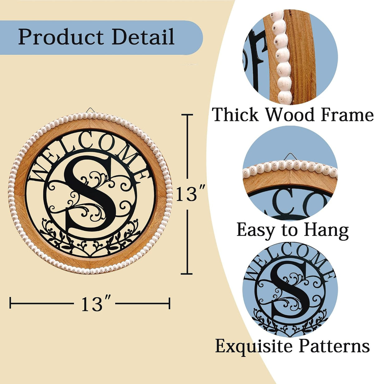 Metal&Wood Letter S Monogram Wall Art Welcome Sign Initial, Home Decor
