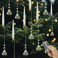 Christmas Tree Candles Battery Operated with Remote, Clip on Candles with Crystal Diamond Ornaments & Hooks for Christmas Tree, Flickering LED Candlesticks for Winter New Year Home Party Decor, 10 Pcs