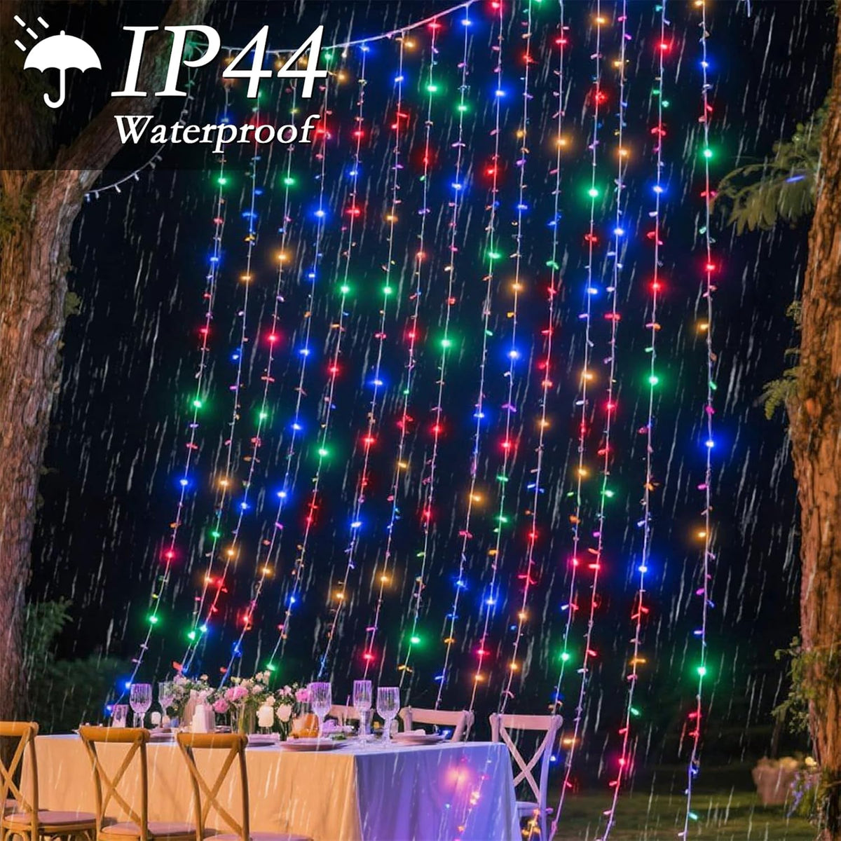 200 LED Multicolor Rainbow Curtain Fairy Lights 9.8x6.6FT Plug in