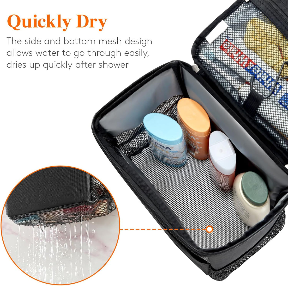 Lifewit Mesh Shower Caddy Bag, Hanging Shower Organizer, Large, Black