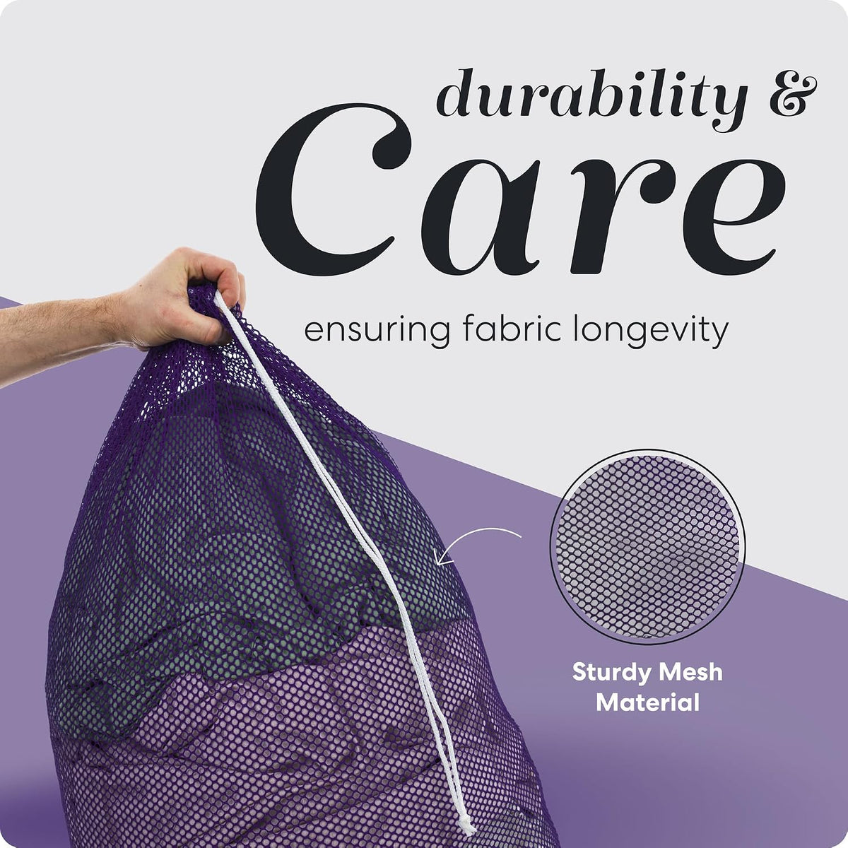 Handy Laundry Mesh XL Laundry Bag 24"x36", Heavy Duty Drawstring, Purple