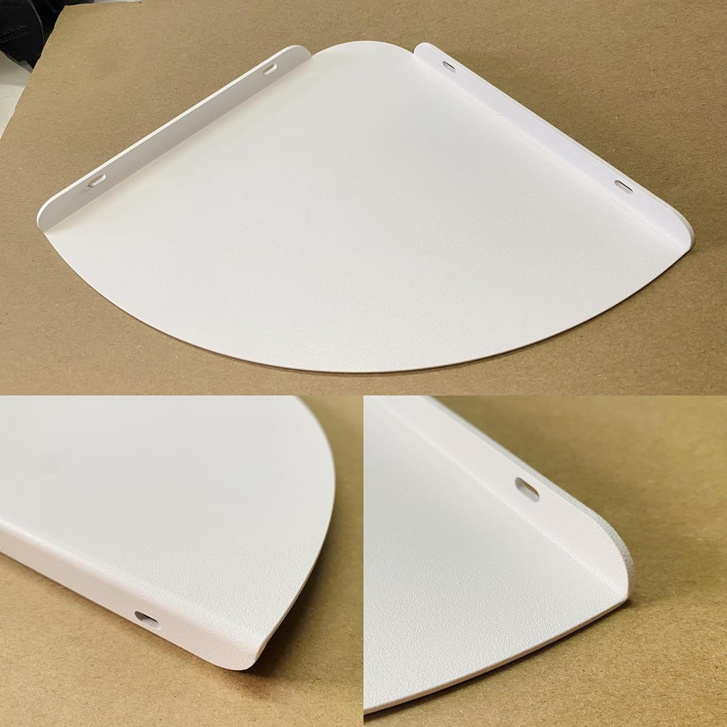 Small Tiny Metal Floating Corner Shelves, 7 x 7 x 0.6 Inches，2pcs, White
