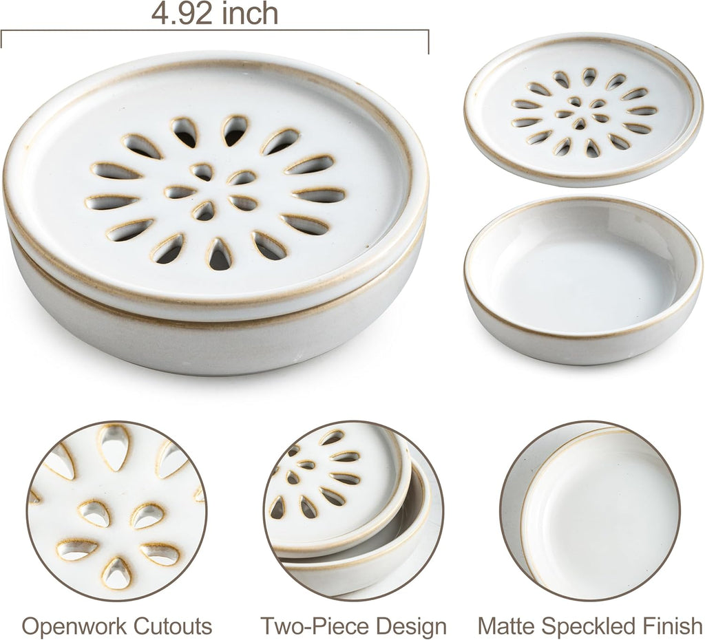 Miamolo Soap Dish for Shower, 2-Layer Bar Soap Holder, Extends Soap Life