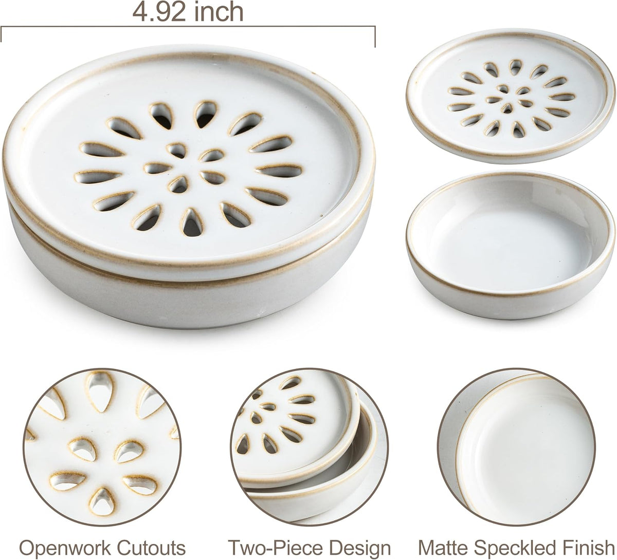 Miamolo Soap Dish for Shower, 2-Layer Bar Soap Holder, Extends Soap Life