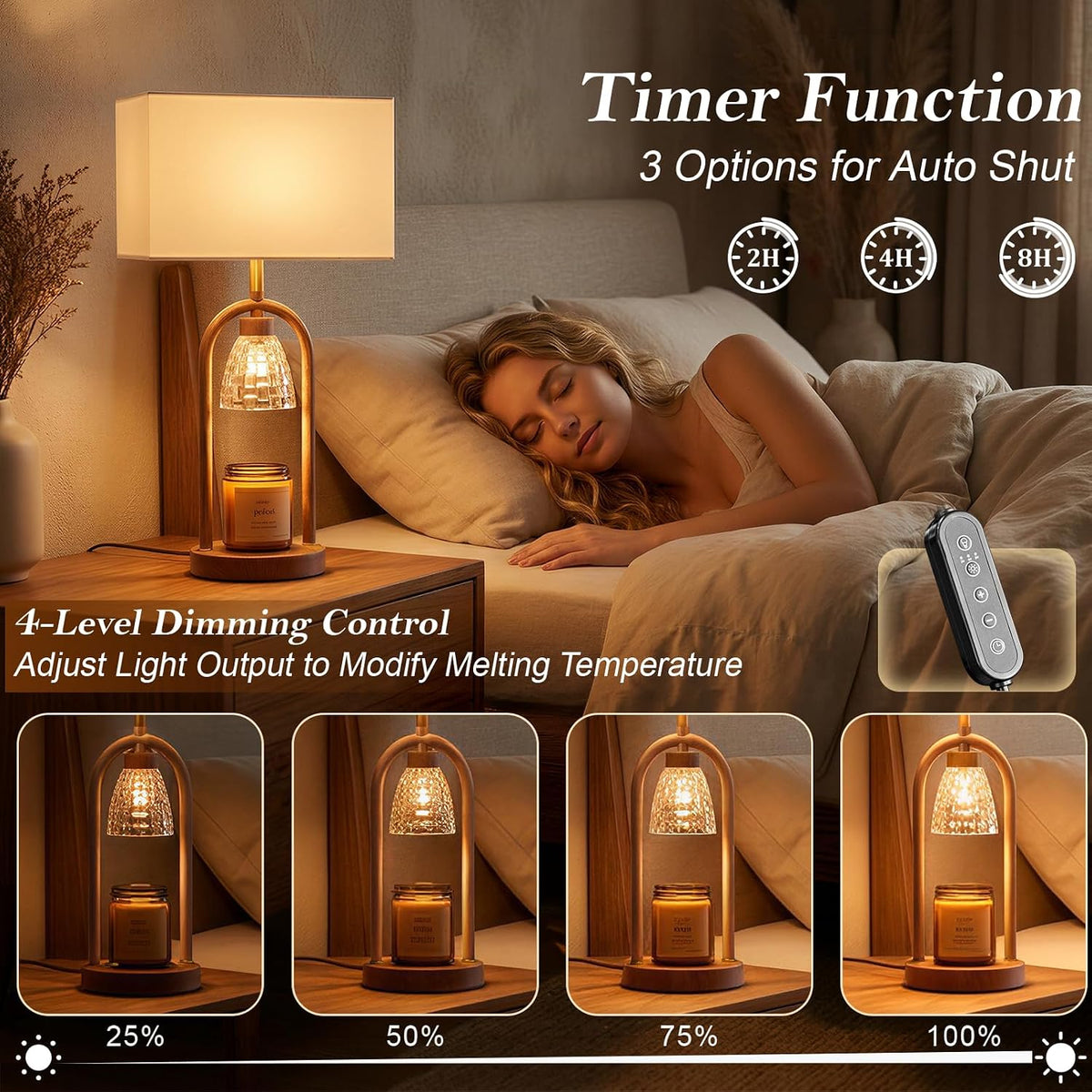 PoKat 22'' Farmhouse Table Lamps Set of 2 with Candle Warmer for Bedside