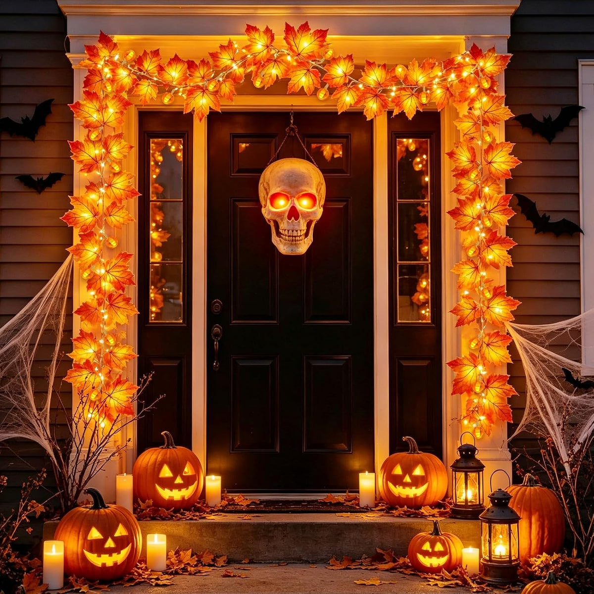 3 Pack Timer Fall Garland with Pumpkin Lights 30Ft 60LED Pumpkin Garland
