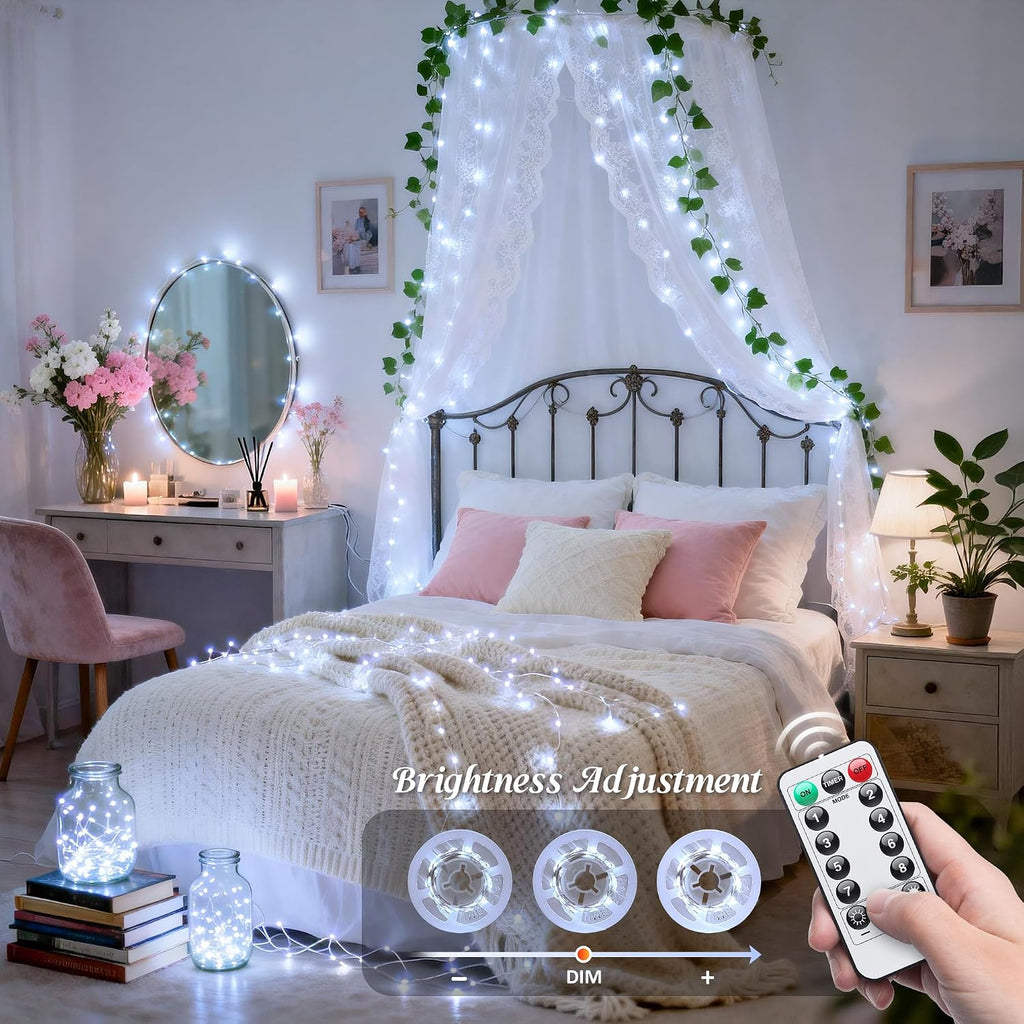 JMEXSUSS USB White Fairy Lights Plug in, 33ft 100 LED Twinkle Lights Indoor