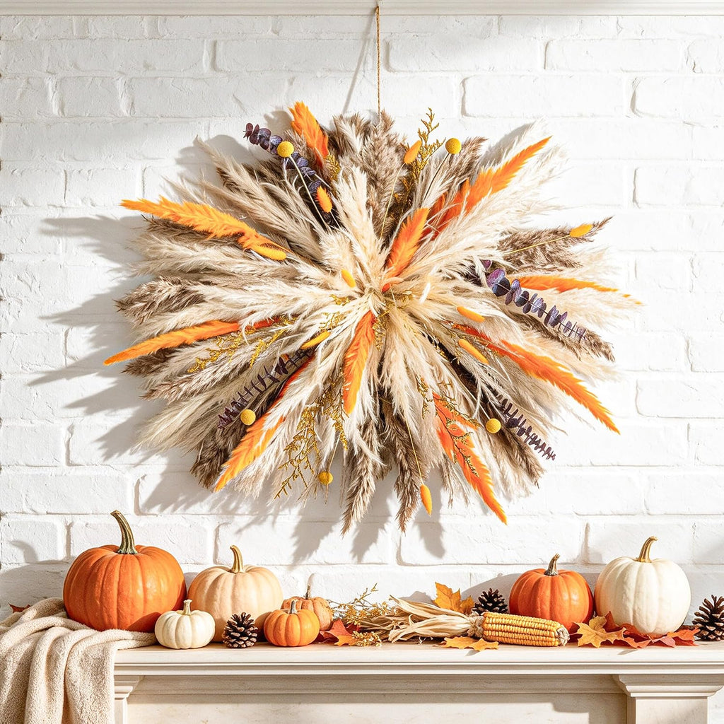 Fluffy Boho Wall Decor - DIY Pampas Grass Kits,Need to Assemble