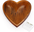Prayer Bowl with 24 Blessing Cards Wooden Prayer Bowl Rustic Heart Shaped Decor Dough Bowls Christian Gifts for Mom Dad (Dark)