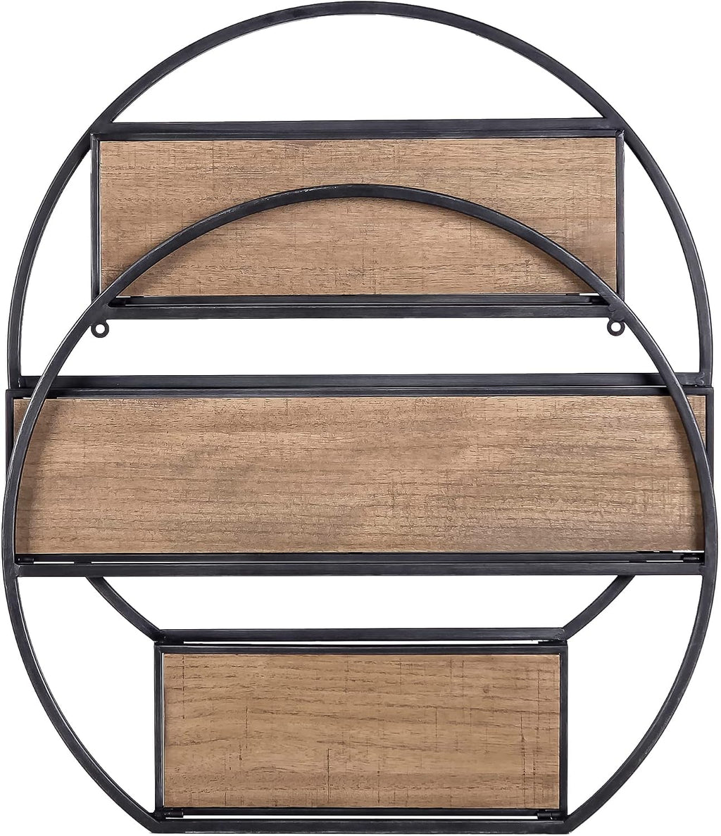 3 Tier Industrial Style Foldable Semi-Circle Shaped Wall Shelves