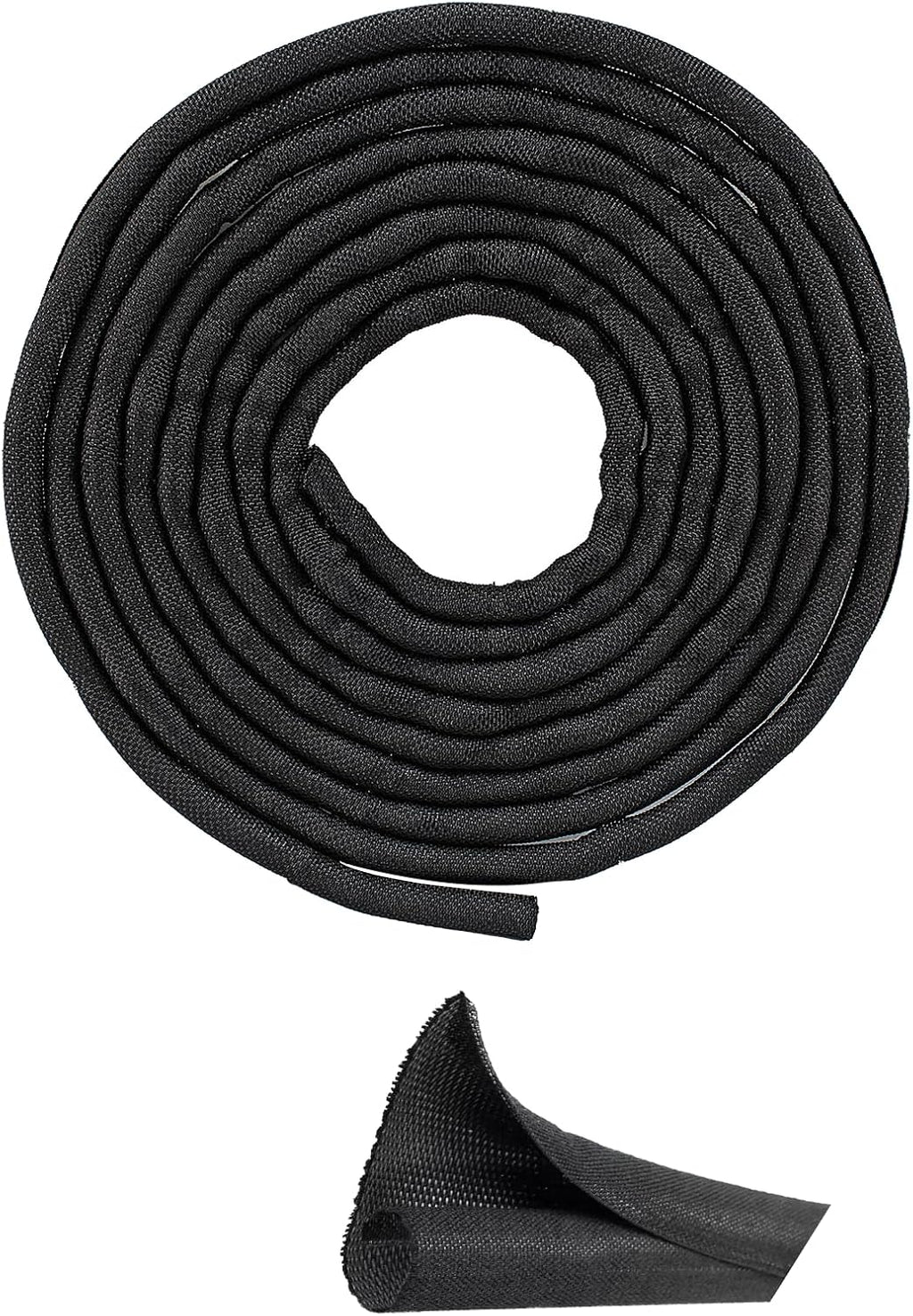 10ft - 1/4 inch Black Cable Sleeves Cord Management, Split Sleeving Wire Protector Desk Cord Organizer, Self Wrapping Wire Loom for TV Computer USB Cable Power Cord Audio Video Cable