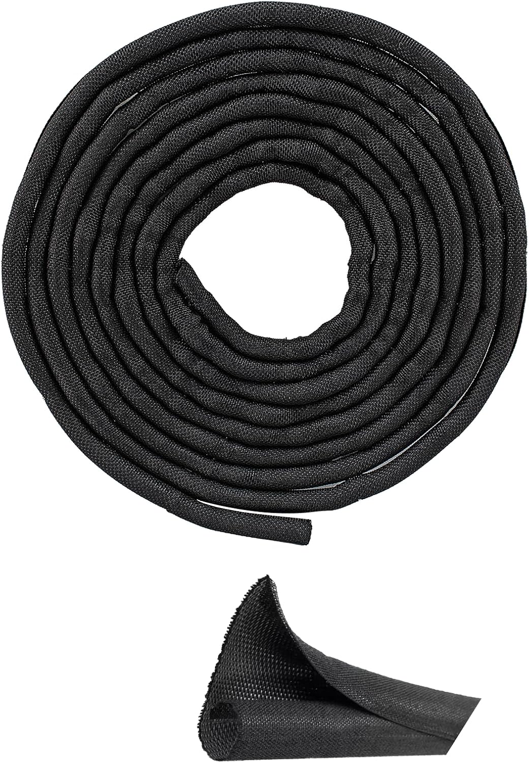 10ft - 1/4 inch Black Cable Sleeves Cord Management, Split Sleeving Wire Protector Desk Cord Organizer, Self Wrapping Wire Loom for TV Computer USB Cable Power Cord Audio Video Cable