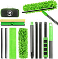 4-in-1 Window Cleaning Kit with Storage Bag, 79'' Window Squeegee Cleaner Tool with Extension Pole, Professional Window Washing Equipment for Home, Outdoor Windows, Glass, Shower, Commercial