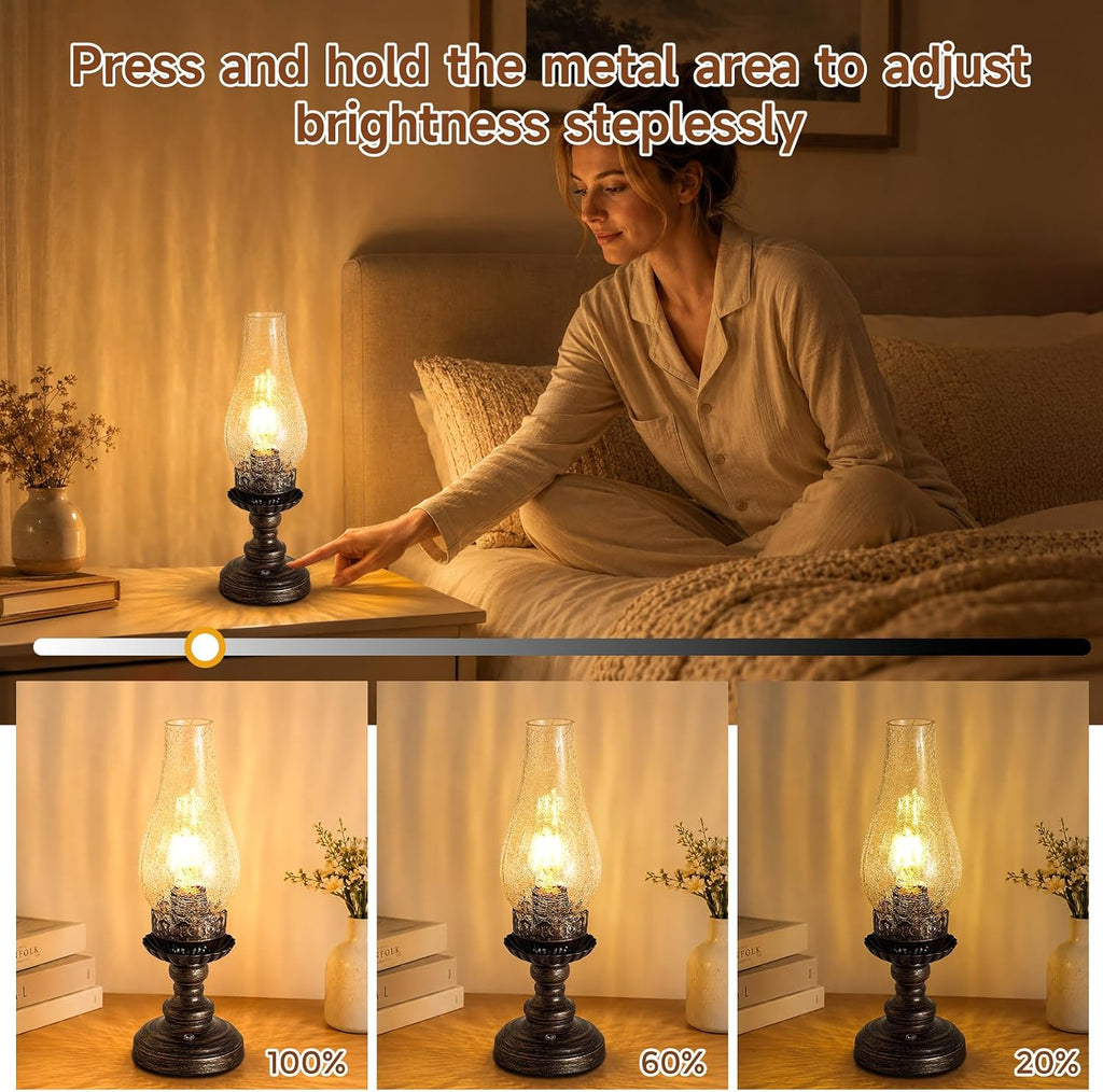 Vintage Rechargeable Table Lamp, Cordless Oil Lamp Style, 1 Pack