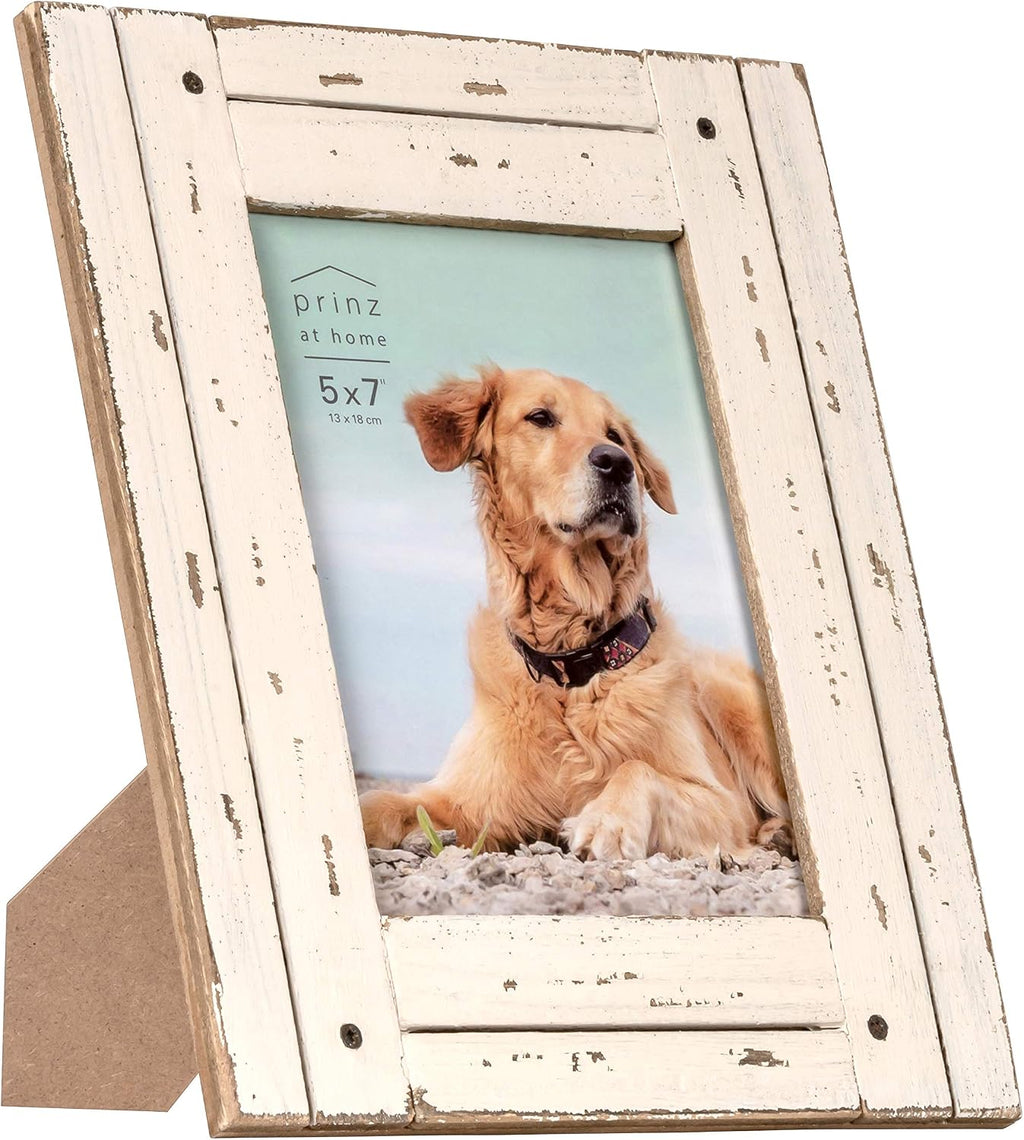 Prinz Homestead 5x7 Antique White Picture Frame, Distressed Finish
