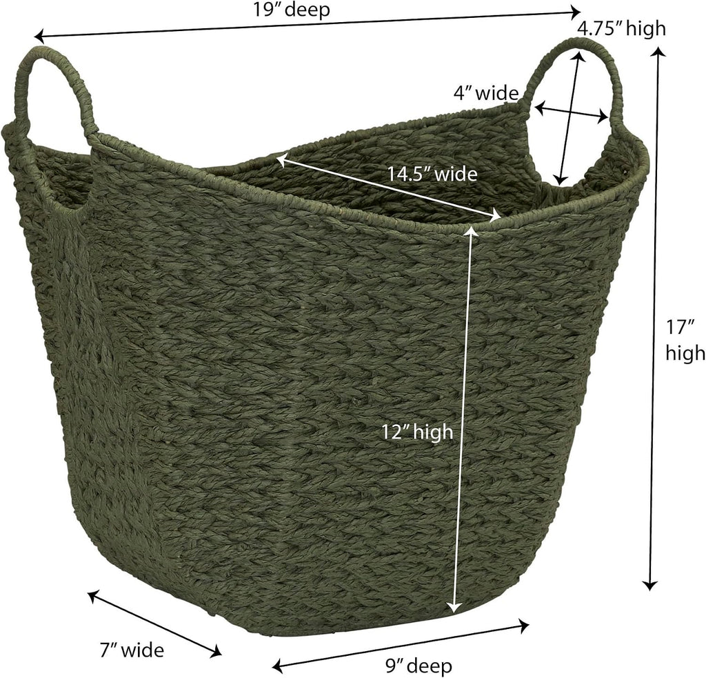 Household Essentials Natural Woven Wicker Storage Basket with Handles