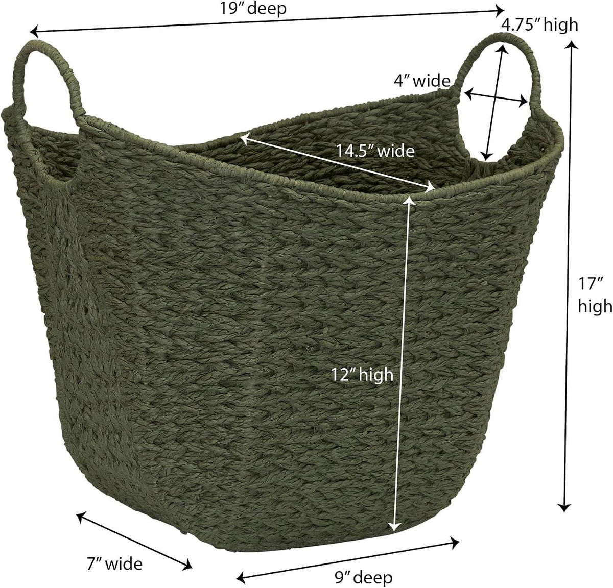 Household Essentials Natural Woven Wicker Storage Basket with Handles