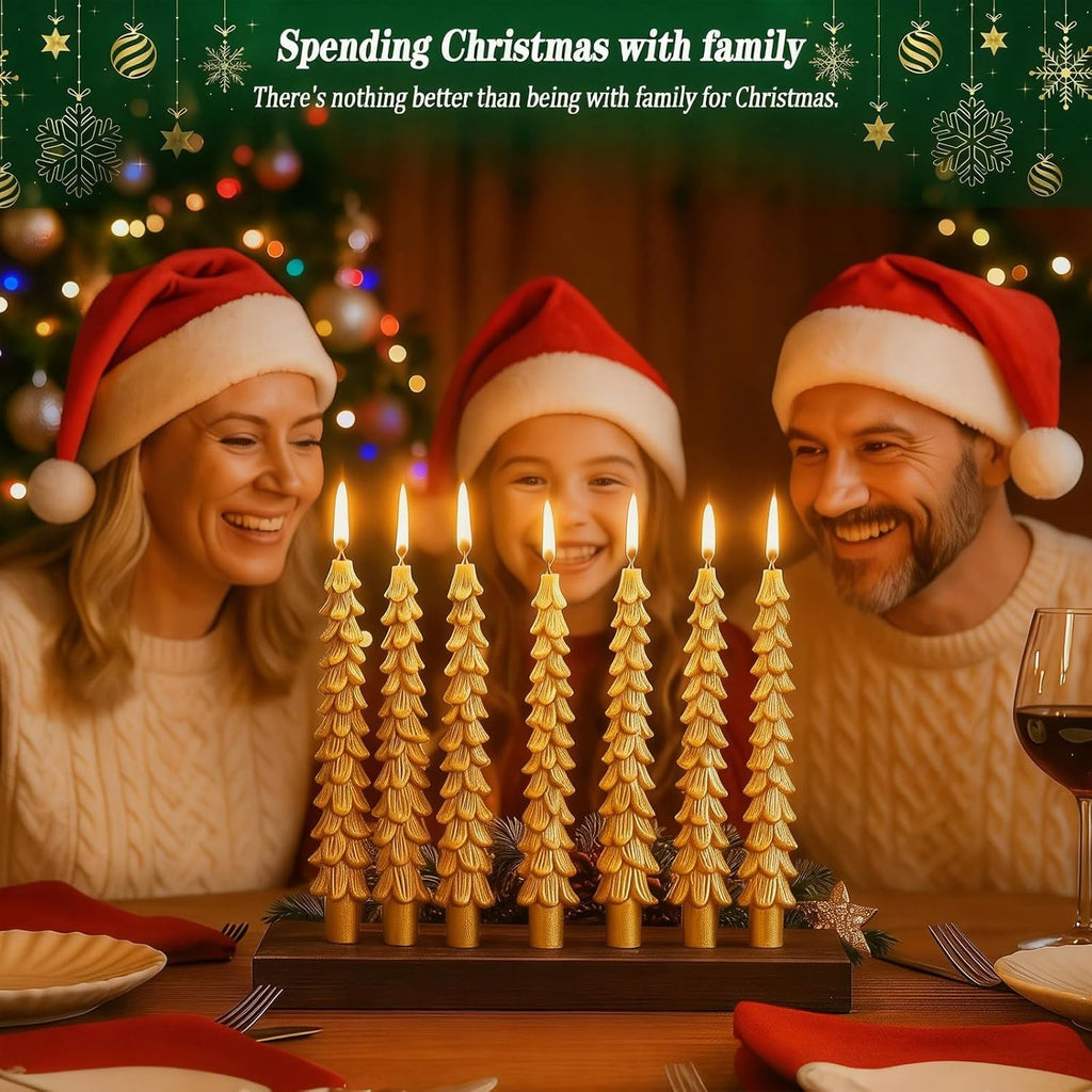 12 PCS Gold Christmas Tree Taper Candles
