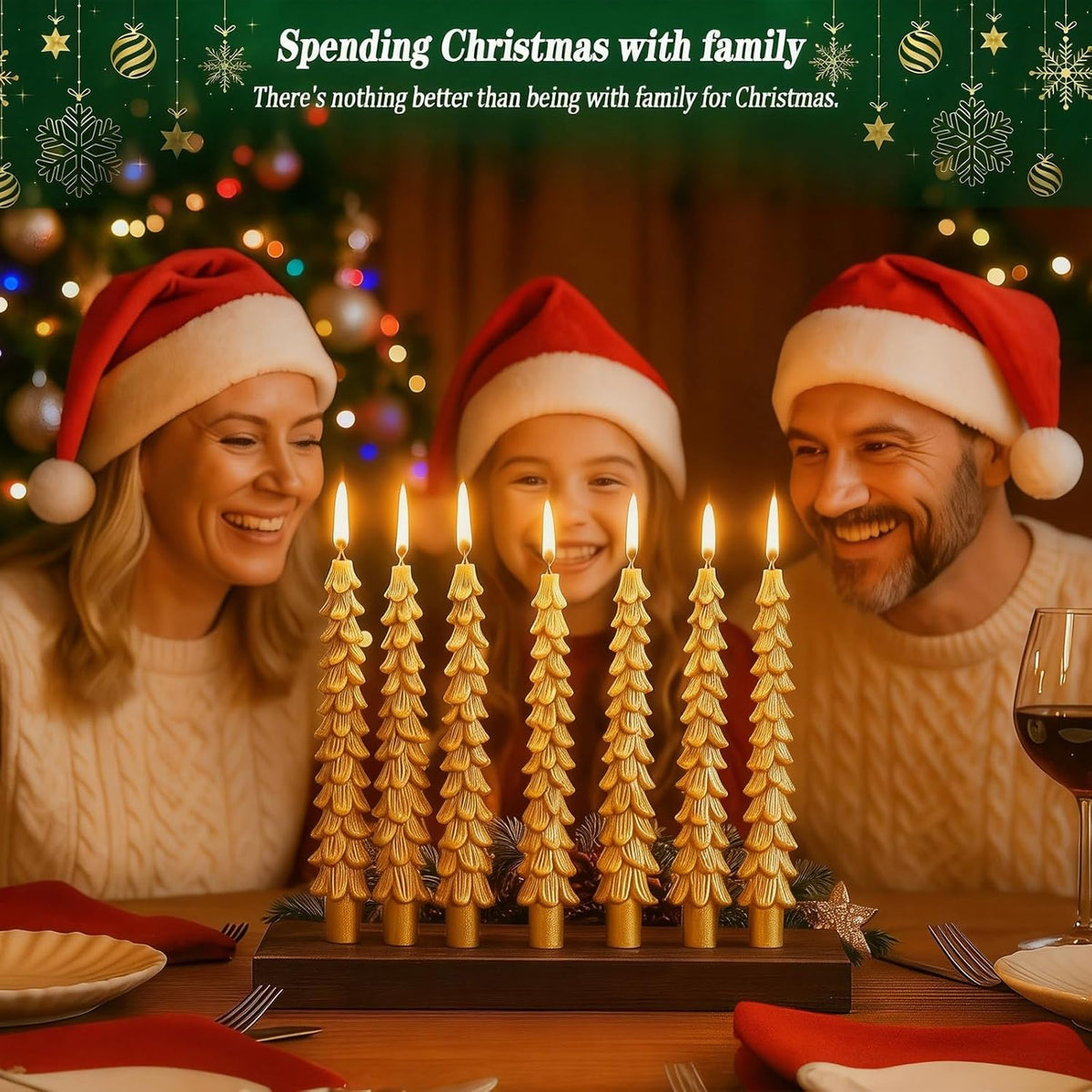 12 PCS Gold Christmas Tree Taper Candles