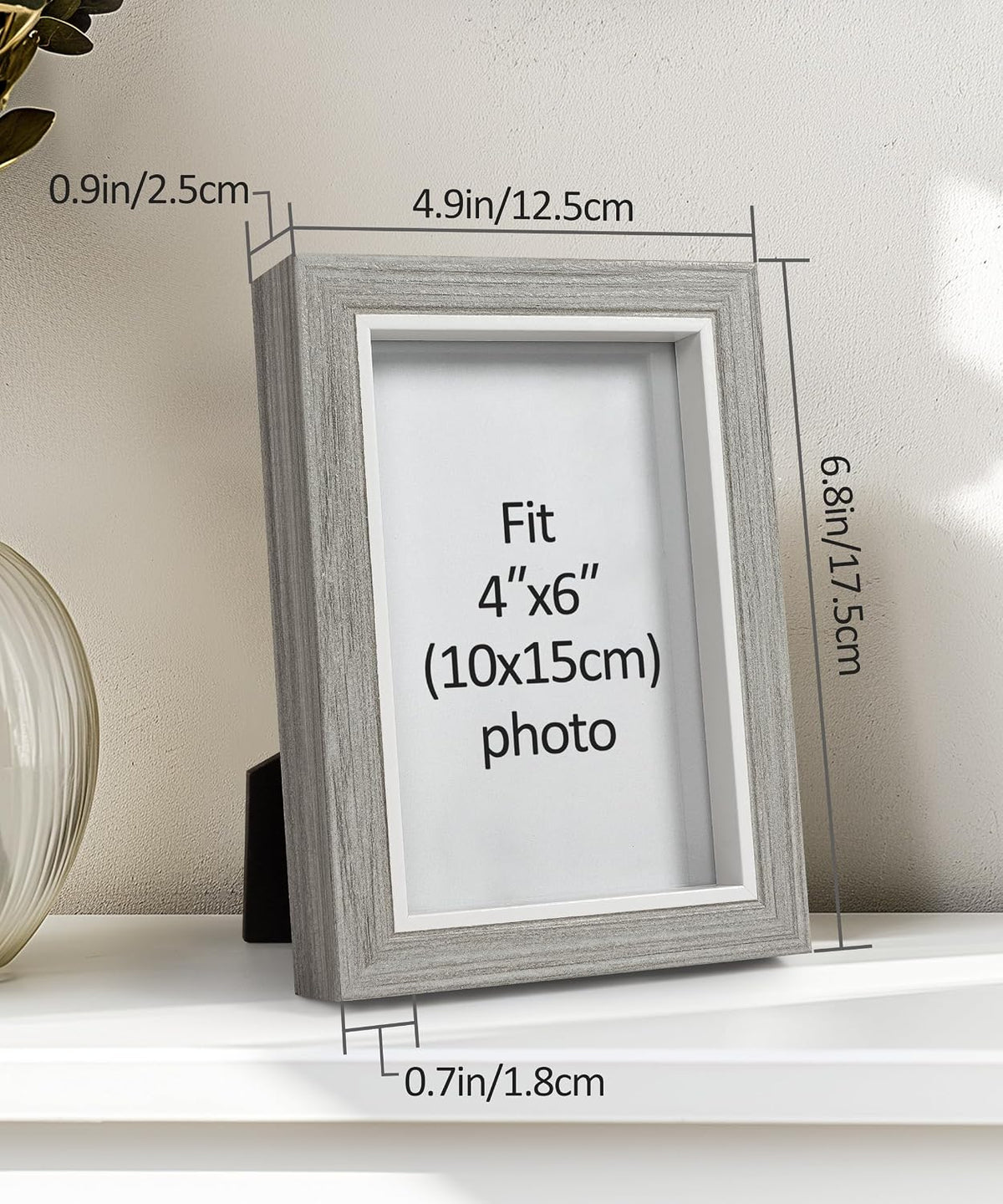Afuly 4x6 Picture Frames Grey Wood Texture Photo Frame Set of 2