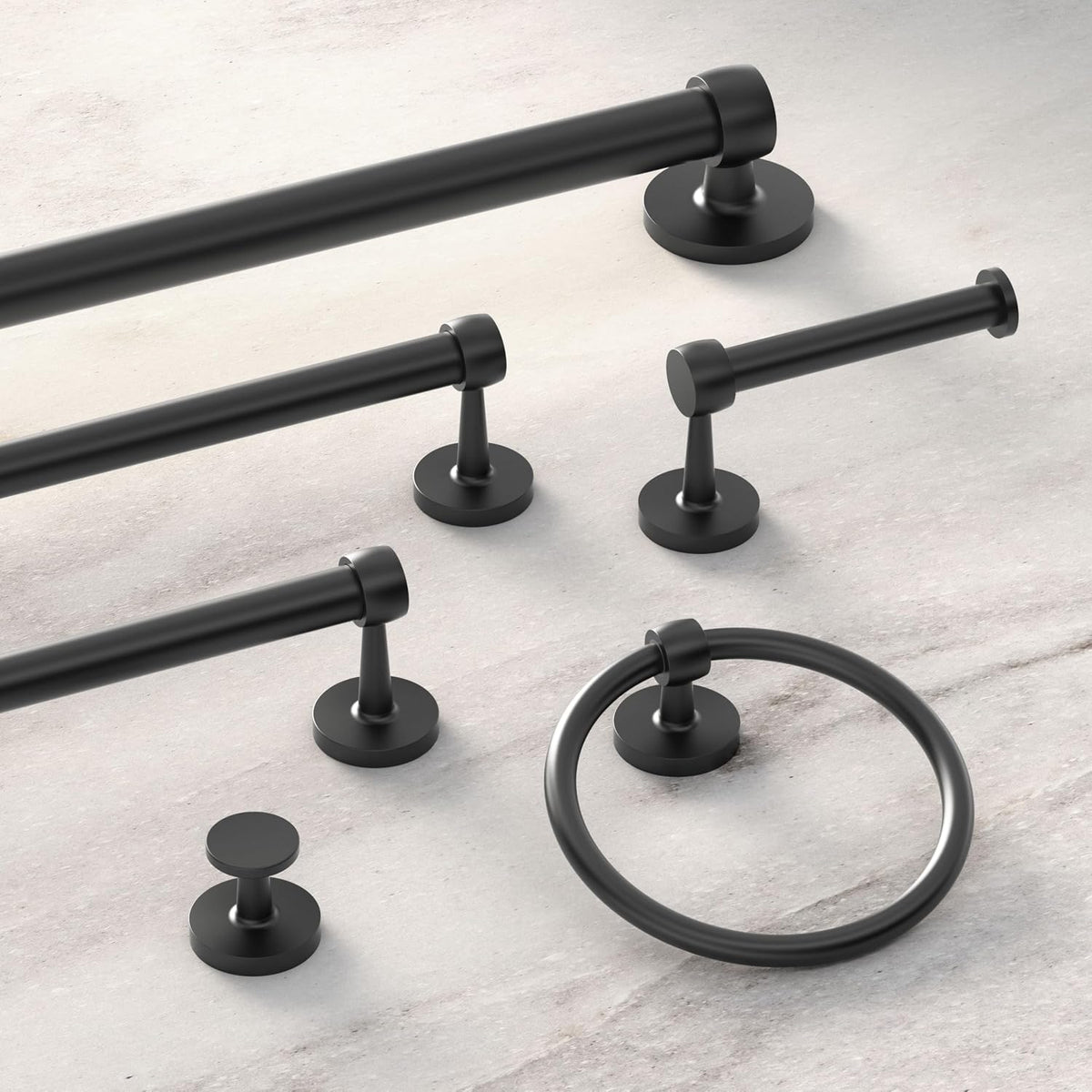 Gatco 5210MX Gibson Towel Bar, Matte Black, Wall-Mounted Bathroom Towel Bar, Retro Modern Decorative Hardware, Heavy Duty Metal with EZ Ancor Mounting