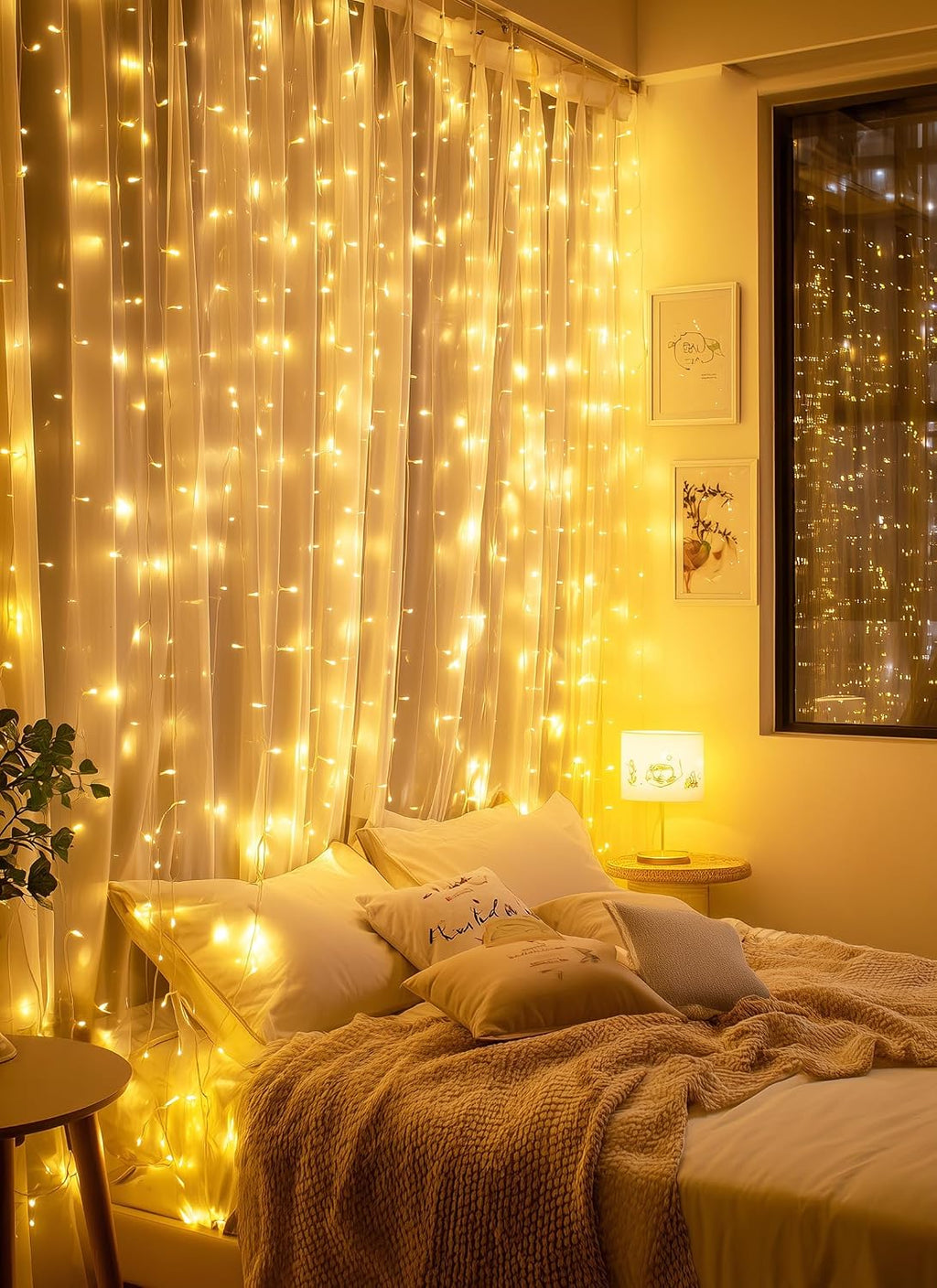 Brightown 2 Pack 300 LED Fairy Curtain Lights, 9.8ft x 9.8ft String Lights