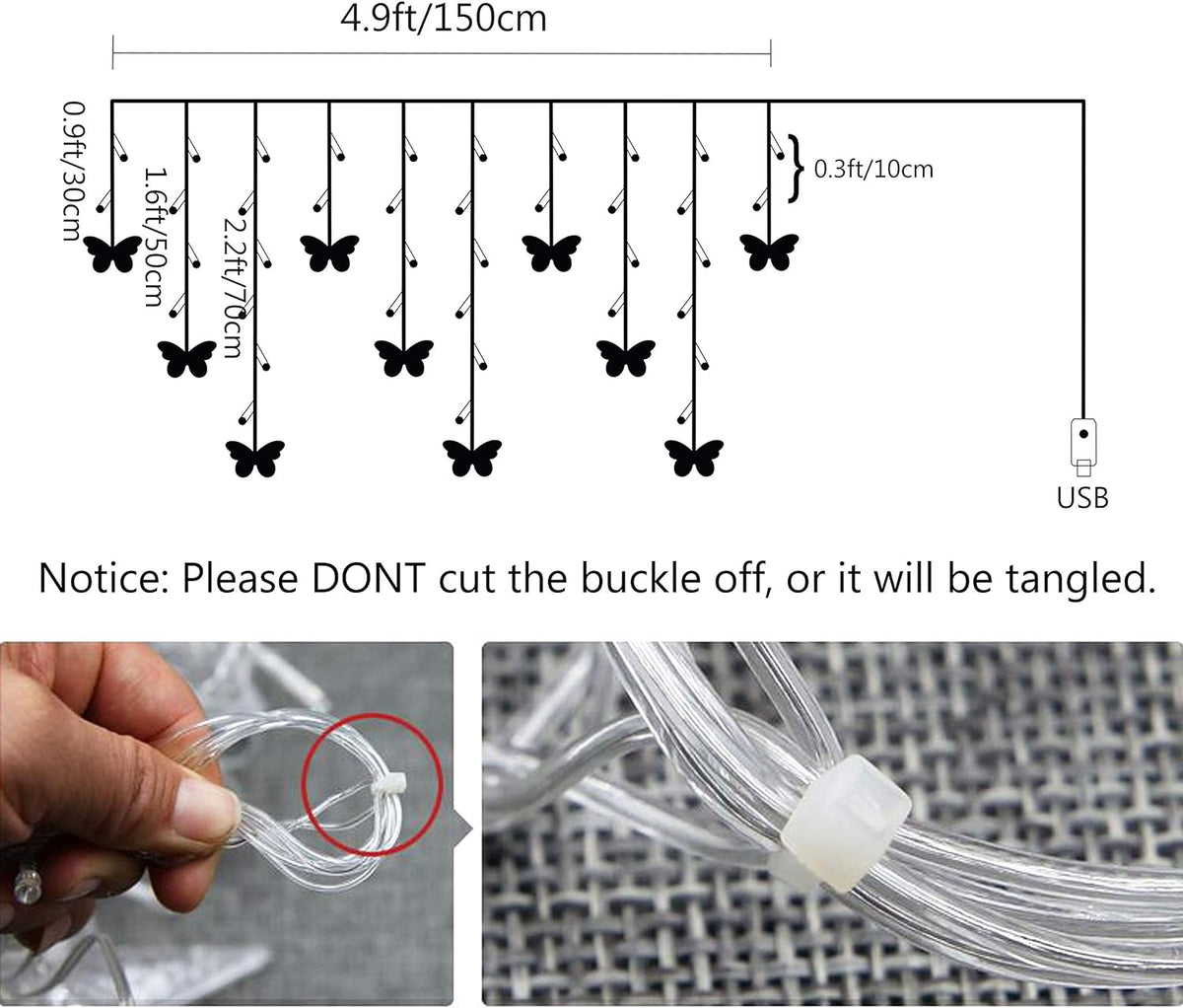 Butterfly Curtain Lights, 4.9ft 48 LED USB Window Fairy Lights 10 Butterflies 8 Modes Firefly Twinkle String Lights for Room Bedroom Wall Ceiling Party Wedding Christmas (Purple)