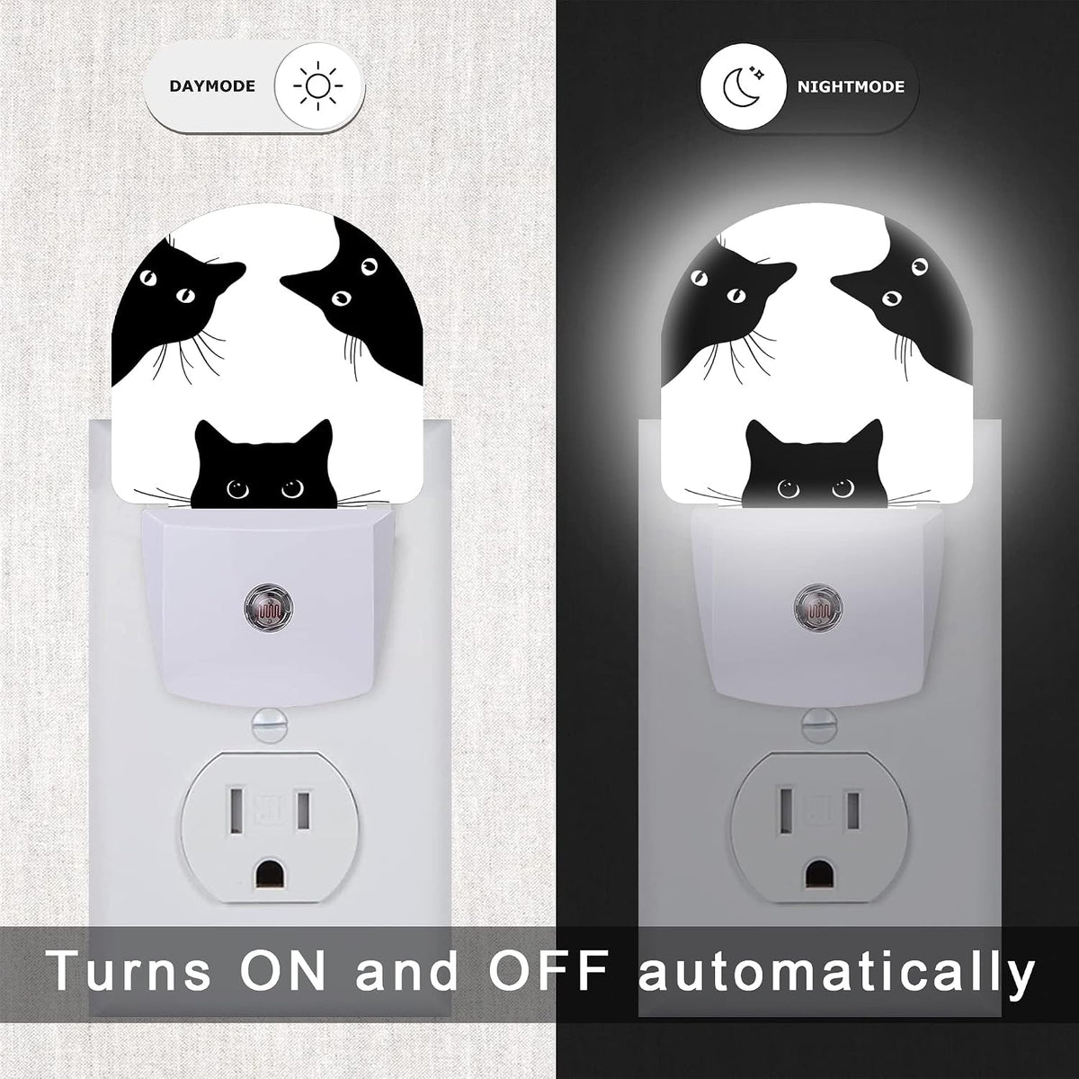 Cat Night Light,Black Cat Night Lights Plug into Wall, Dusk to Dawn Sensor LED Lamp 0.5W for Boys/Girls/Women/Men Decorations Room 0.5W Sleep Friendly