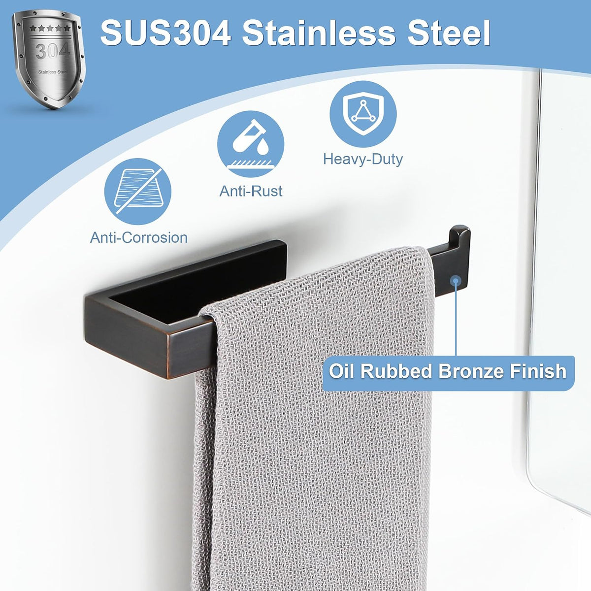 Sayayo Bathroom Hand Towel Holder, Oil Rubbed Bronze Towel Bar Wall Mounted