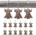 12 Pcs Highland Cow Shower Curtain Hooks for Western Rustic Bathroom Decor