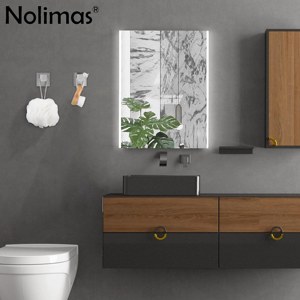 Nolimas Towel Hook Stainless Steel Bathroom Rustproof Clothes Towel Coat Hook Wall Mounted Square Toilet Kitchen, Heavy Duty Door Hanger, 2 Pack, Brushed Nickel