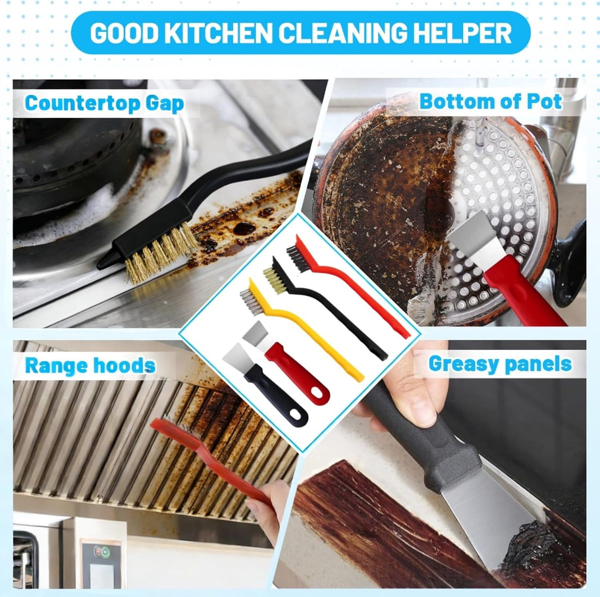 15Pcs Crevice Cleaning Brush Set, Multifunction Hard Bristle Scrub Brushes