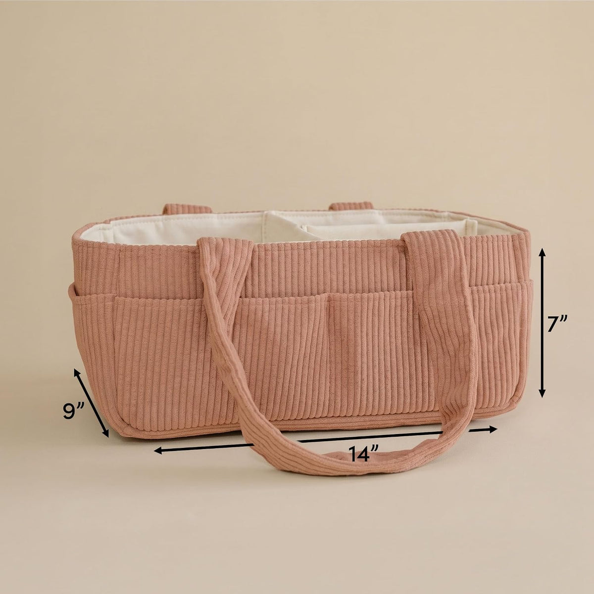 PUTSKA Baby Diaper Caddy Organizer, Nursery Basket, Terracotta Corduroy