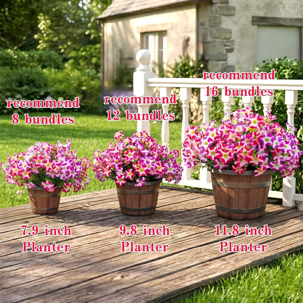 Artificial Petunia Flowers Outdoor, 8 Bundles UV Resistant Faux Plants