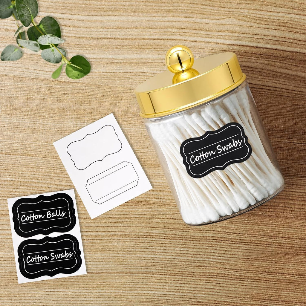 Amolliar Acrylic Apothecary Jar Bathroom Qtip Holder Gold 6 Pack